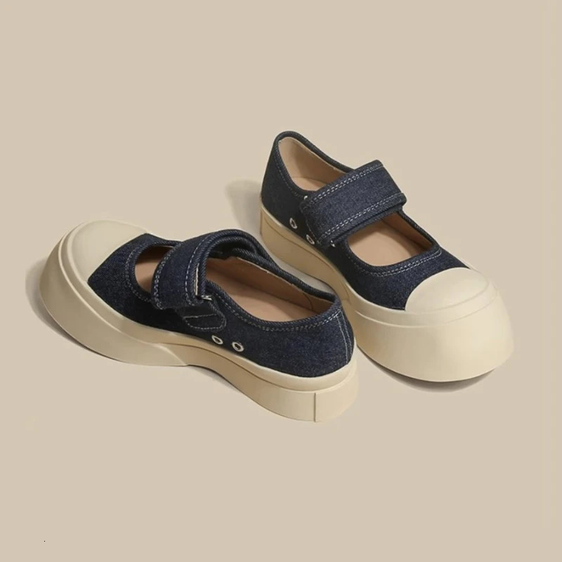 French Womens Shoes Hook and Loop Casual Platform Fashion Comfortable Simple Hundred Wind Daily Girls Mary Jane Retro Shoes 240627