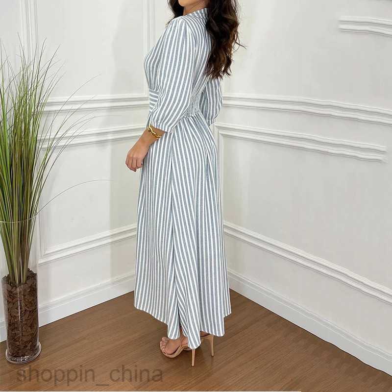 Basic Casual Women Dresses Fashionable women's clothing summer casual lapel striped printed shirt dress