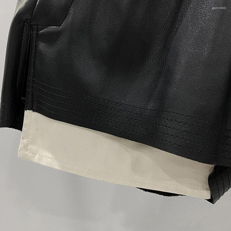 Women's Shorts Lether For Women Summer Casual Pocket Black Red Female XJ260206