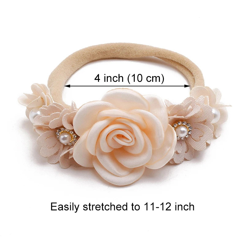 3pcsset Baby Girl Headband born Elastic Flower Toddler Hair Band Kids Headwear Nylon Soft Hairbands Child Accessories 240625