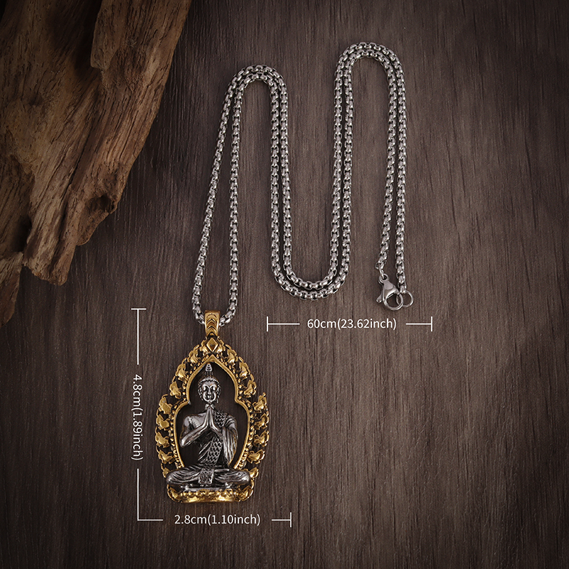 Classic Vintage Buddhist Buddha Pendant Necklace for Men Women Trendy Street Party Amulet Jewelry Gift