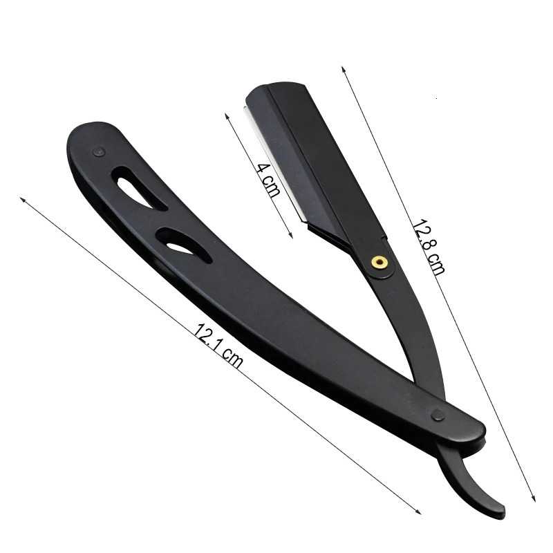 Men Shaving Barber Tools Hair Razor and Blades Antique Black Folding Shaving Knife Stainless Steel Straight razor Holder 240627