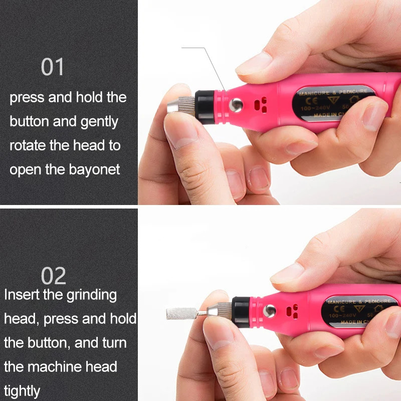 20000RPM Electric USB Nail Drill Machine Professional Manicure Pedicure Drill Set With Nail Drill Bits Polishing Equipment Tools 240627