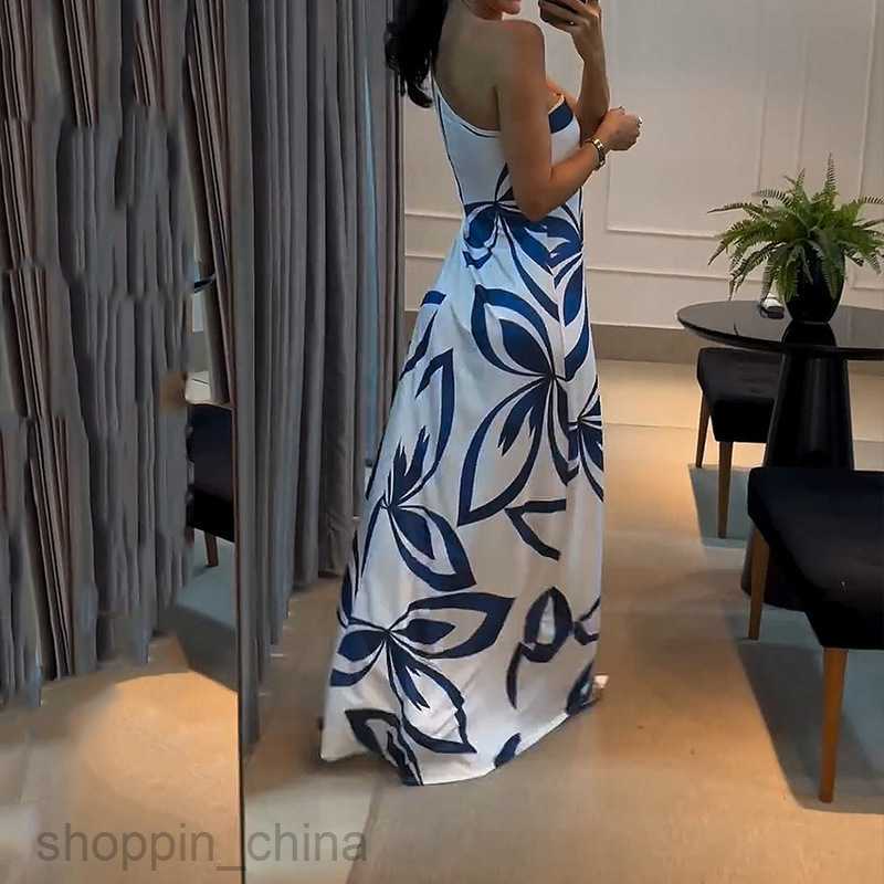 Basic Casual Women Dresses Women's Autumn New Sexy One Shoulder Strap Printed Dress