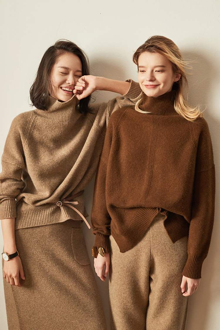 Autumn and Winter New Cashmere Women's High-Necked Pullover Loose Thick Sweater Short Paragraph Knit ShirtF6.29#78 ddmymarket