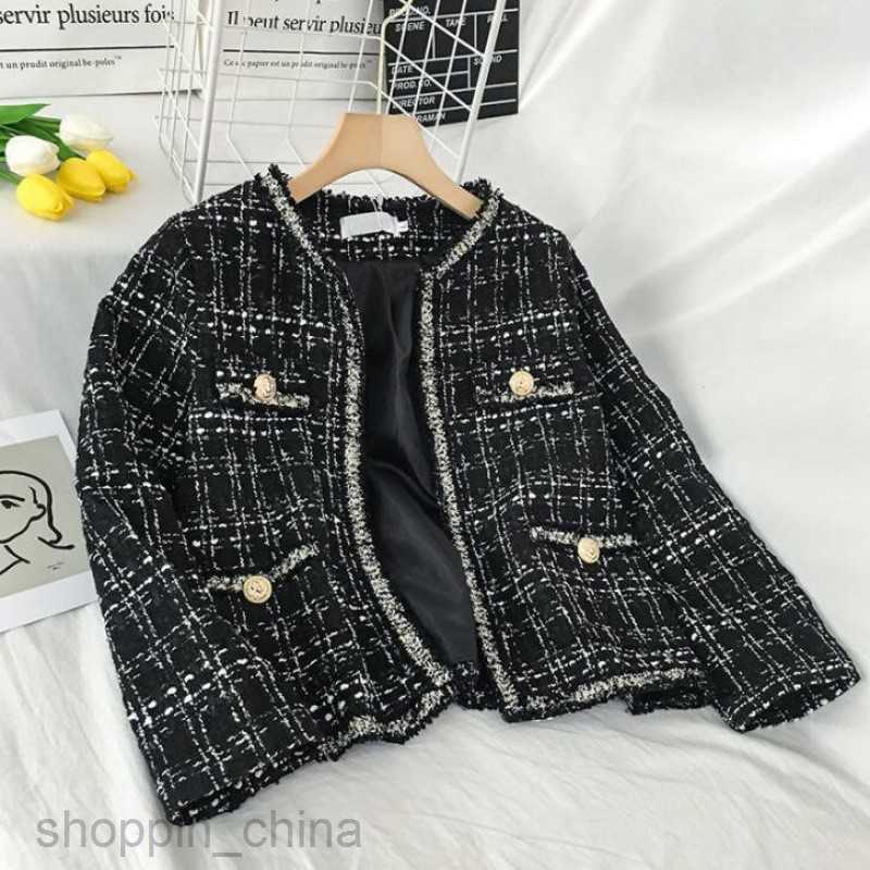 Women Jackets Coats tweed Hong Kong style outerwear for off-season wearing internet famous fried street jackets