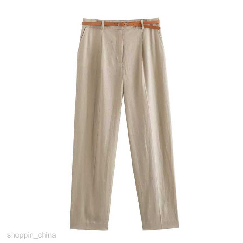 Women's Two Piece Sets Pants Summer New Women's V-neck Slim Fit Vest+Belt and Pants Set F6414