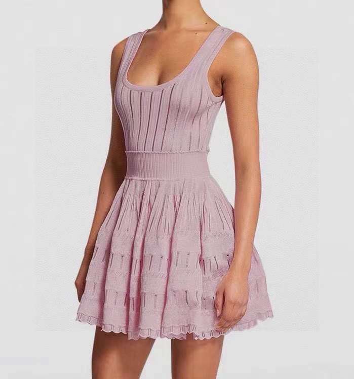 Festival mini skirt tender dress vestidos vestido 2024 slim-fit vest knit dress women hollow waist fashion sleeveless halter skirt femme chinese dress