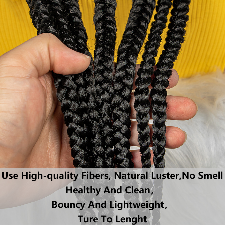 New Style 36 Inches Synthetic Full Lace Frontal Cornrow Box Braided Wigs with Baby Hair for African Women Braiding Hair