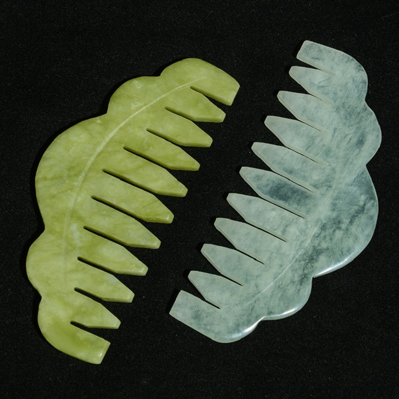 Jade Massage Comb Head Massager Hair Brush Gua Sha Board Stone Brush Scalp Massager Meridian Comb Hair Treatment Scalp Care