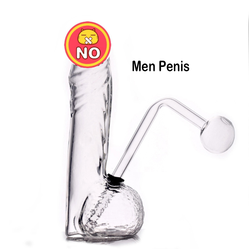 1pcs Unique Hookah Glass Oil Burner Bong 100% Lifelike Men Penis Shape Creative Recycler Bubbler Smoking Water Pipes Dab Rigs for Smoking with Oil Pot