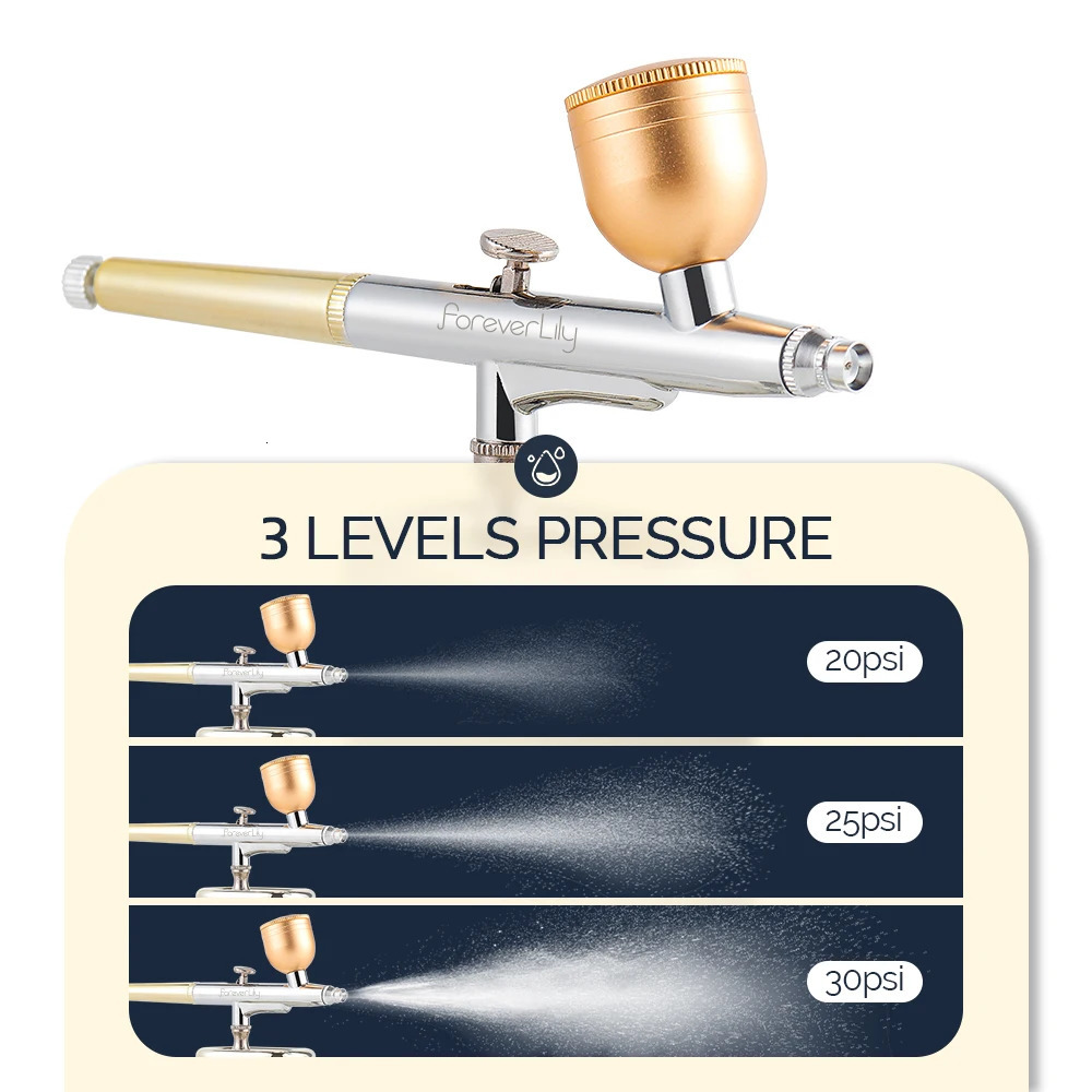 Foreverlily 3 Levels Pressure Portable Airbrush For Nail Art Paint Makeup Tattoo Cake Painting Spray Gun Face Hydration Sprayer 240627