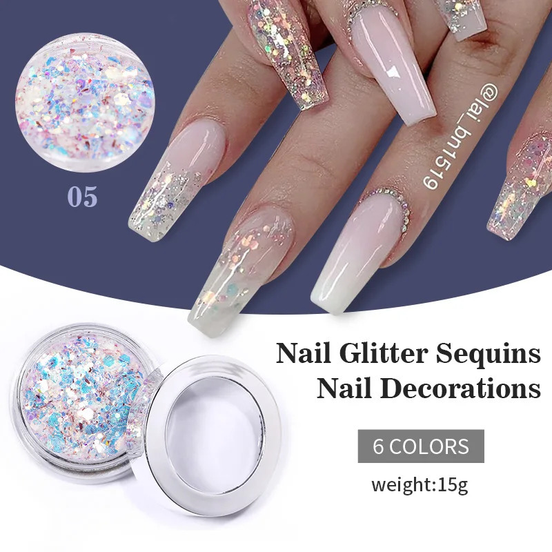 iridescent Diamonds Nail Sequins Sparkly Shinning Polish Flakes Gold Silver Blue Paliette Spangles Manicuring Decoration Powder 240627