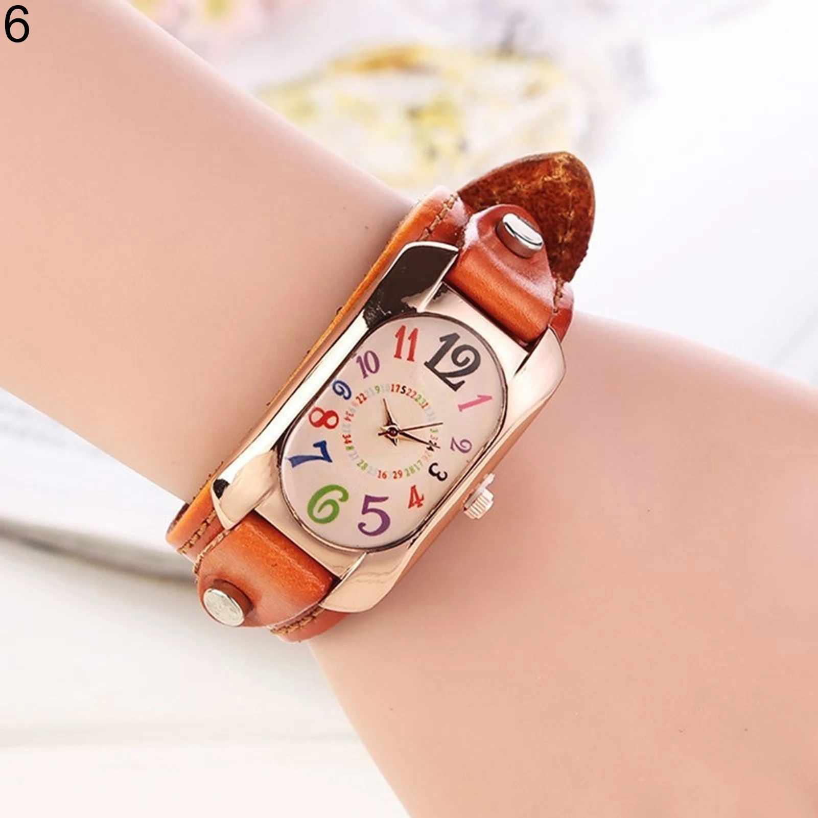 Vintage Casual Women Watch Alloy Dial Faux Leather Strap Oblong Case Analog Quartz Clock Ladies Wrist Watches Relojes Para Mujer