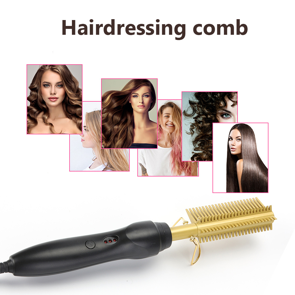 Straightener Curler Electric Hot Comb Hair Smooth Iron Straightening Brush F628-20