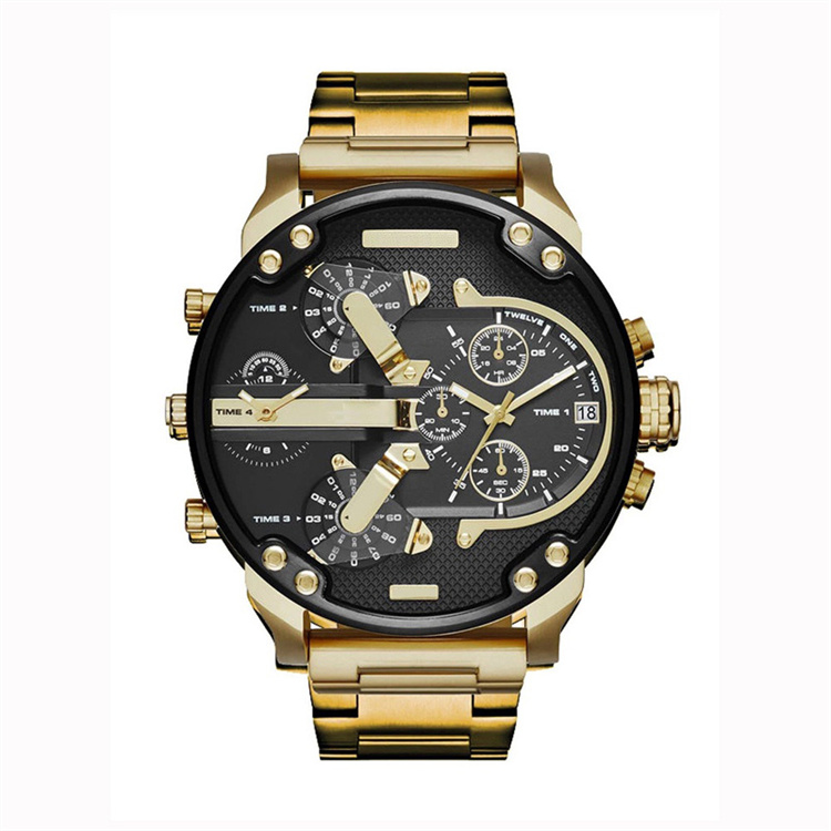 Luxury Men's Watches Sports Designer Watch Analog Clock Stainless Steel Gold Watch Men Fashion Quartz Wristwatch 50mm Large Dial