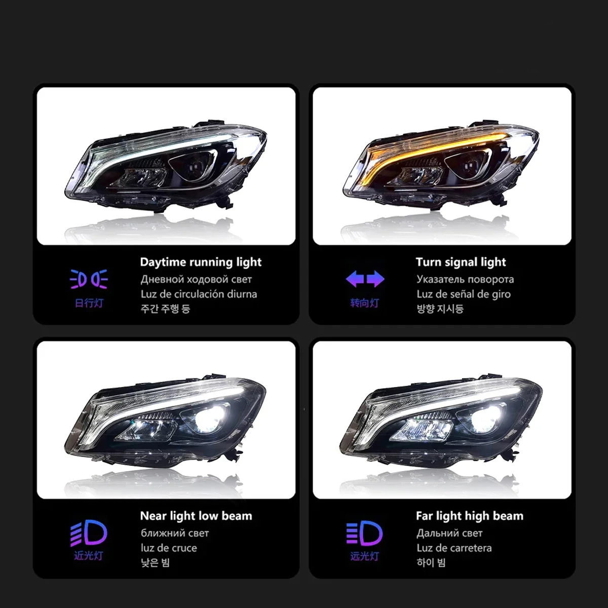 Car Light Assembly For Benz W117 LED Headlight 2014-20 20 CLA220 CLA260 DRL Turn Signal High Beam Angel Eye light