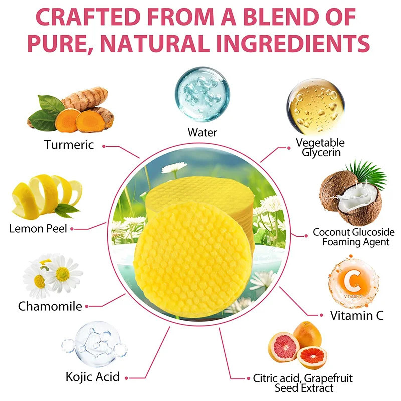 40pcs Turmeric Kojic Acid Cleansing Pads Exfoliating Pads Facial Sponges For Cleansing Exfoliating Daily Cleansing Skin Care 240627