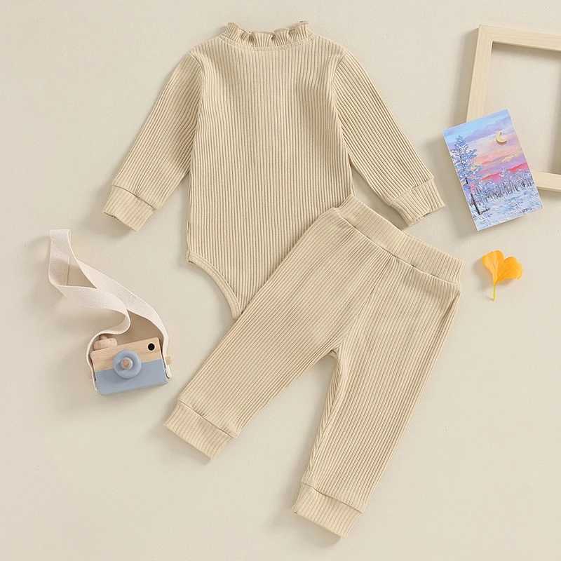 Pajamas 0-18 meter baby girl spring and autumn dress solid color pleated long sleeved jumpsuit set newborn baby casual clothing WX5.31