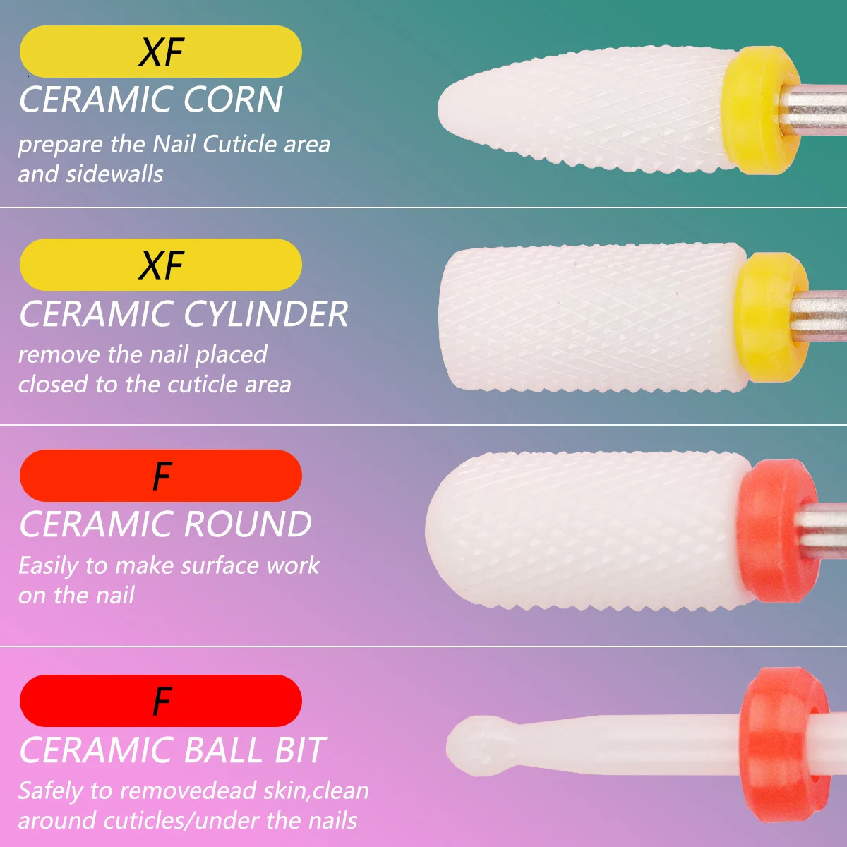 19pcs Nail Drill Bits Sets 3/32 Inch Cuticle Electric Nail File And Ceramic Acrylic Gel Nail Bit Kit Acrylic Nail Art Tools 240627