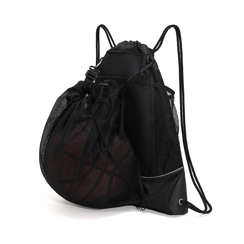 Drawstring Basketball Backpack For Boys, Foldable Soccer Backpack Gym Bag Sackpack Sports Sack With Detachable Ball Mesh Bag For