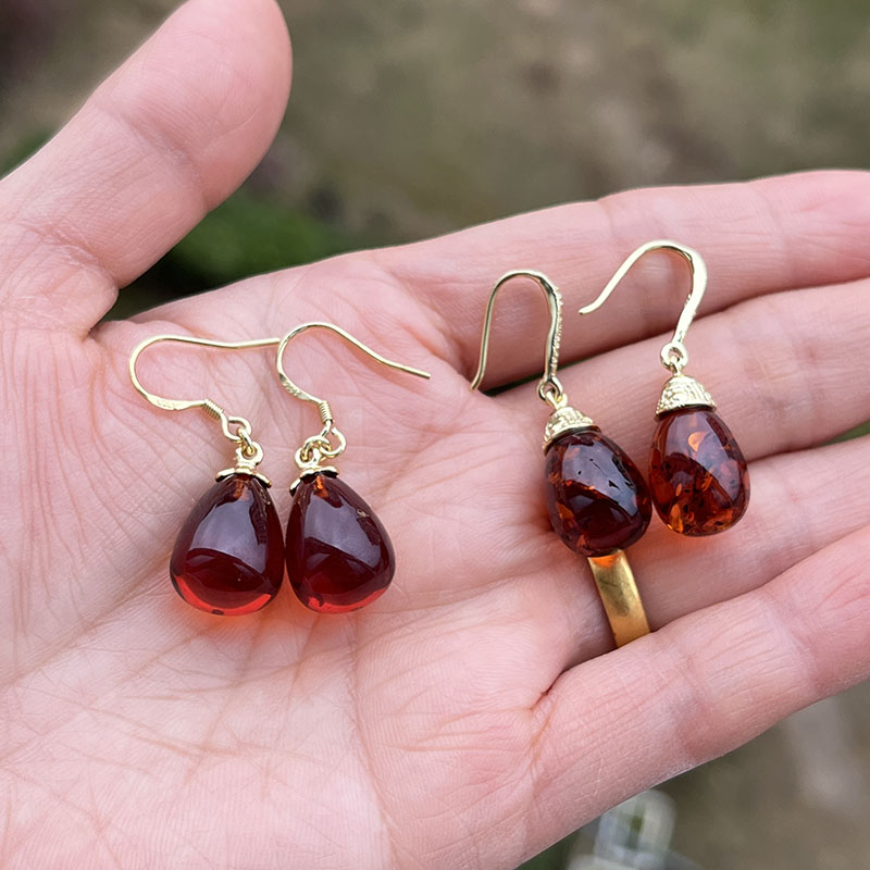 Big Sale Natural Amber Earrings for Women S925 Silver Real Baltic Cherry Dangle Earring Original Gemstone Jewelry Wholesale