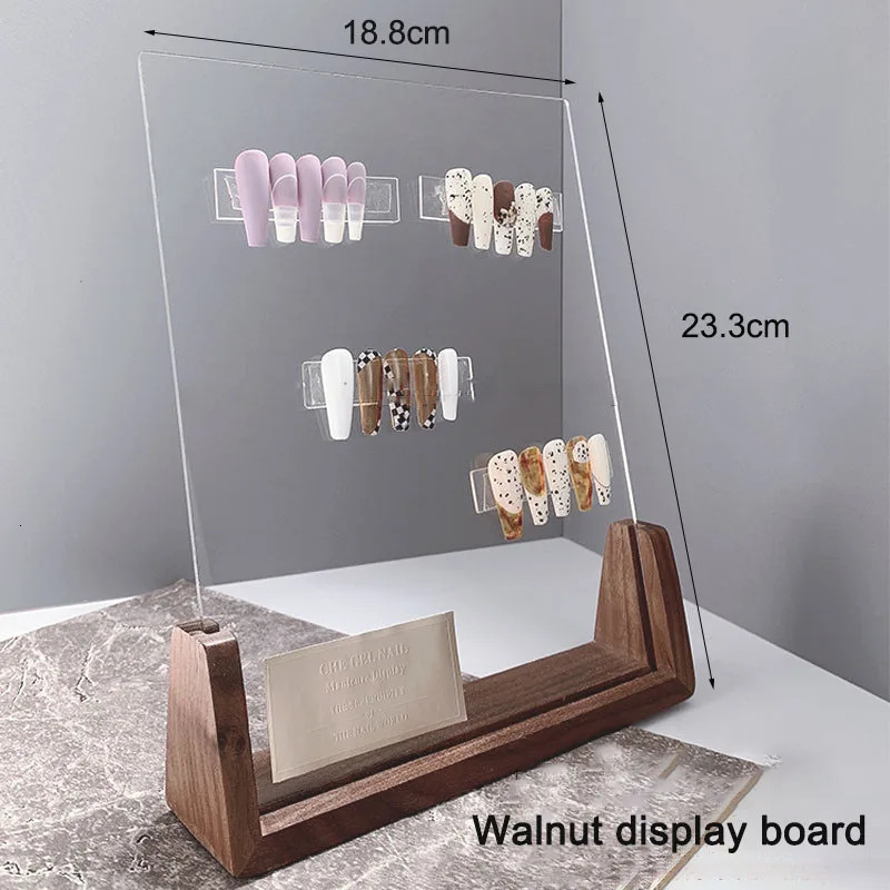 Acrylic Nail Art Display Walnut Works Display Rack Set Color Card Showing Shelf Shooting Po Props Nail Display Kits Art Tools 240627