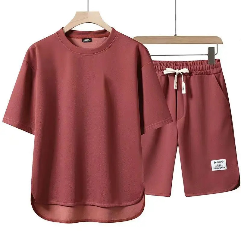 Casual Mens T-shirt Set Sportswear For Male Oversized Clothing Short Sleeve Shorts 2 Piece Suits Mens Beach Shorts Tracksuit 240614