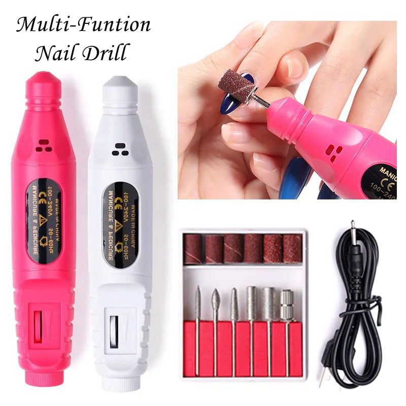 Portable Electric Nail Drill Machine Manicure Milling Cutter Set Nail Files Drill Bits Gel Polish r Tools 240627