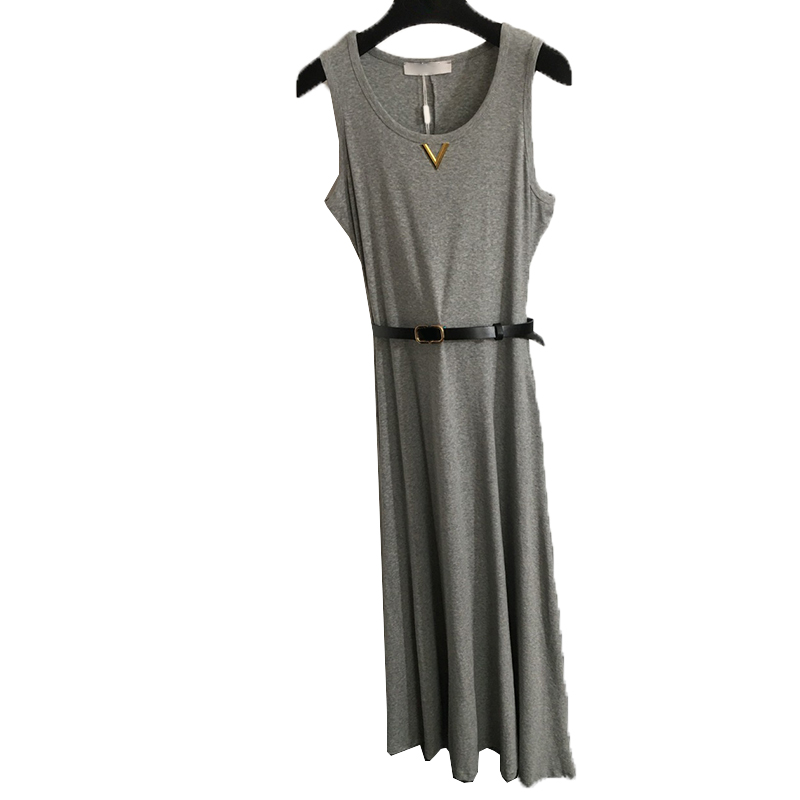 Fashion Slim Long Skirts Summer Sleeveless Shirt Dress Cotton Plus Size Dresses Holiday Casual Vest Skirts Luxury Belt Skirt Clothing