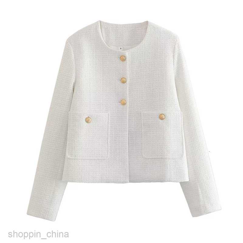 Women Jackets Coats Women's Autumn New Round Neck Slim Fit Colored Women's Button Decoration Coat
