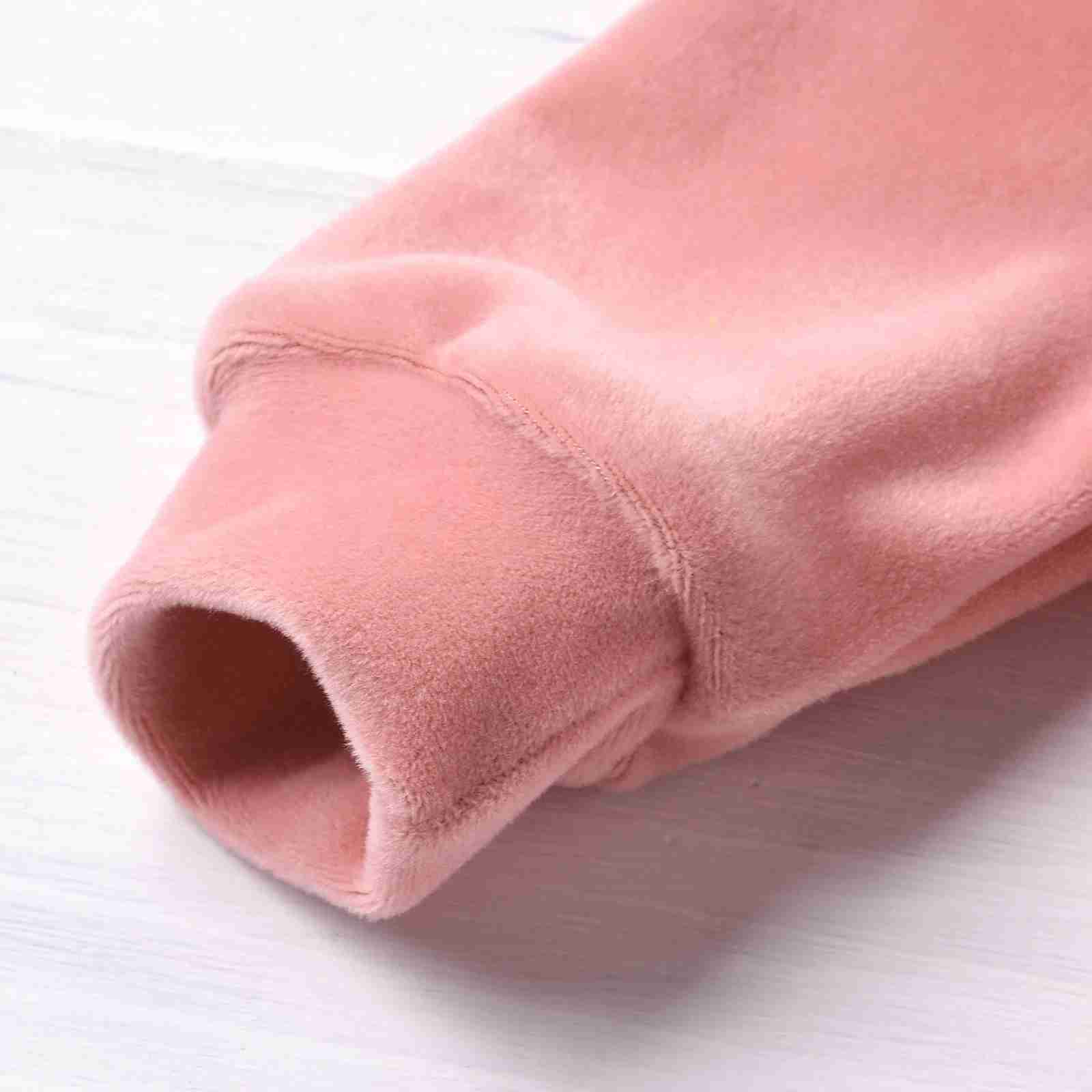 Pajamas 2PC Solid Pink Flight Sleeves for Boys and Girls in Autumn and Winter Season Solid Trousers with Bow WX5.31