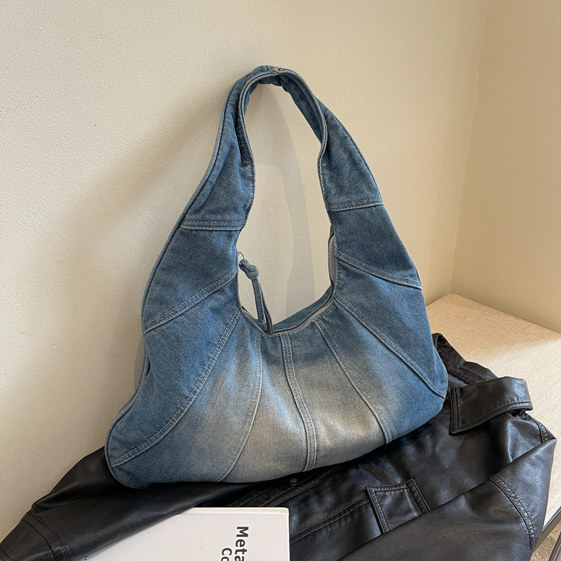 Leisure Denim Handbag for Women's 2024 New Fashion Single Shoulder Large Capacity Korean Retro Commute Underarm Bags H6.28#36 swissmilitary