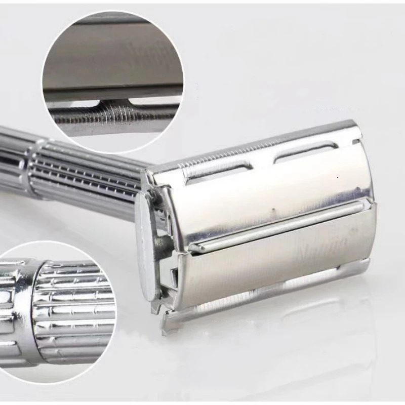 Men Shaving Razor with Blade Sliver Folding Shaving Knife Facial Hair Stainless Steel Straight Razor Holder Shaving Barber Tools 240627