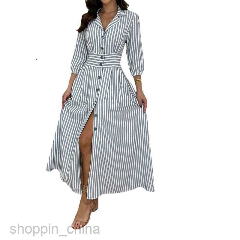 Basic Casual Women Dresses Fashionable women's clothing summer casual lapel striped printed shirt dress