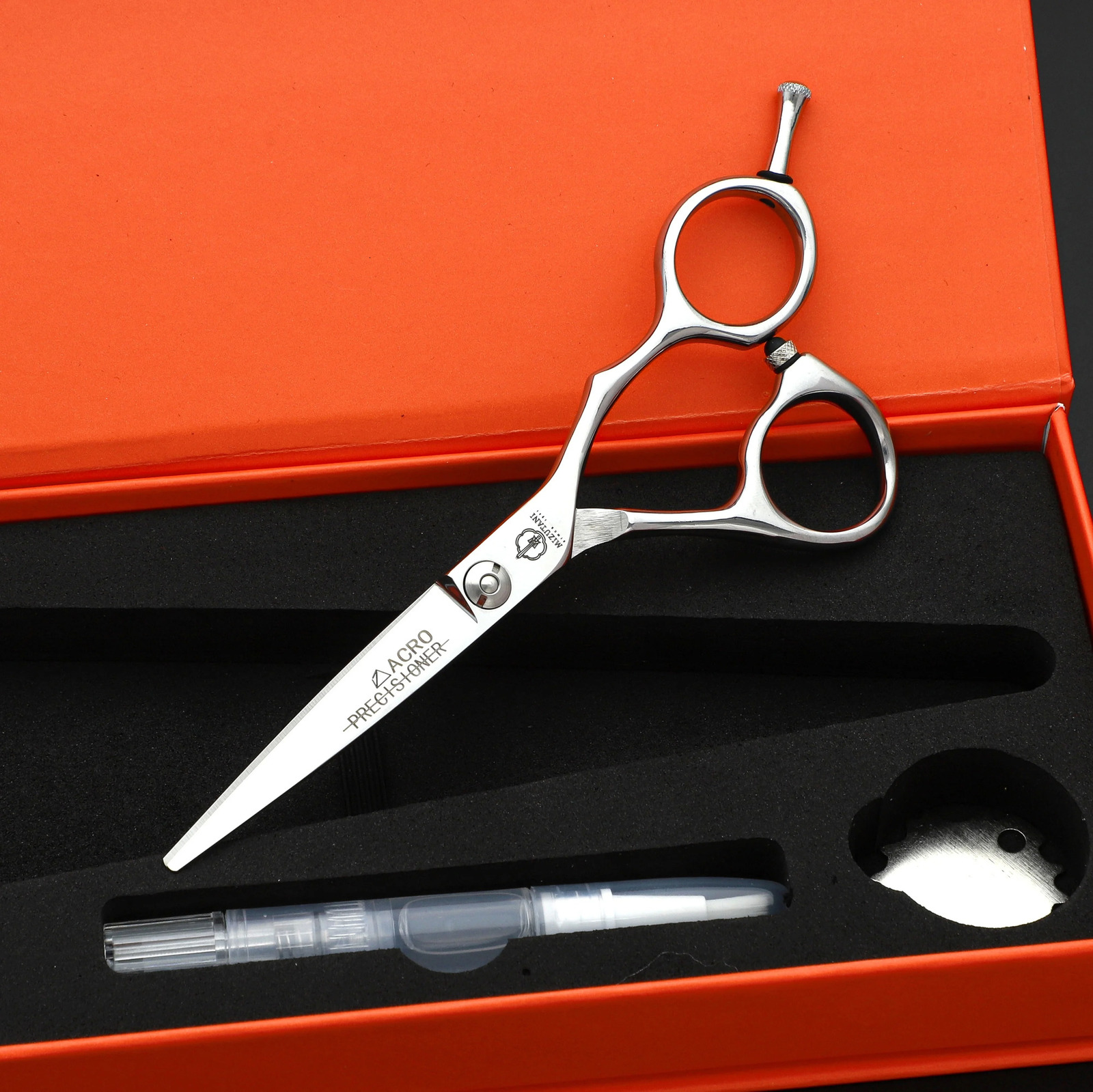 Japan Mizutani 55inch Professional Barber Scissors Mens Traceless Teeth Flat Set Hair Stylist Special Tools 240619
