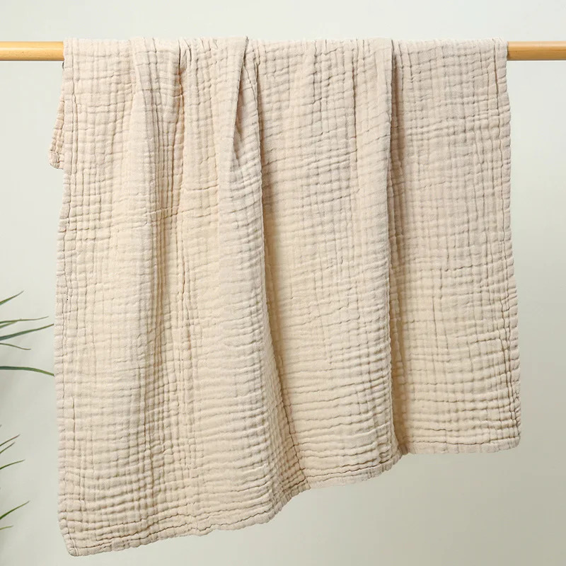 6 Layers Gauze Baby Quilt Wrap Cotton Infant Gauze Bath Towel Receiving Blanket Solid Color Waffle Absorbent Cover 105*105cm 240627