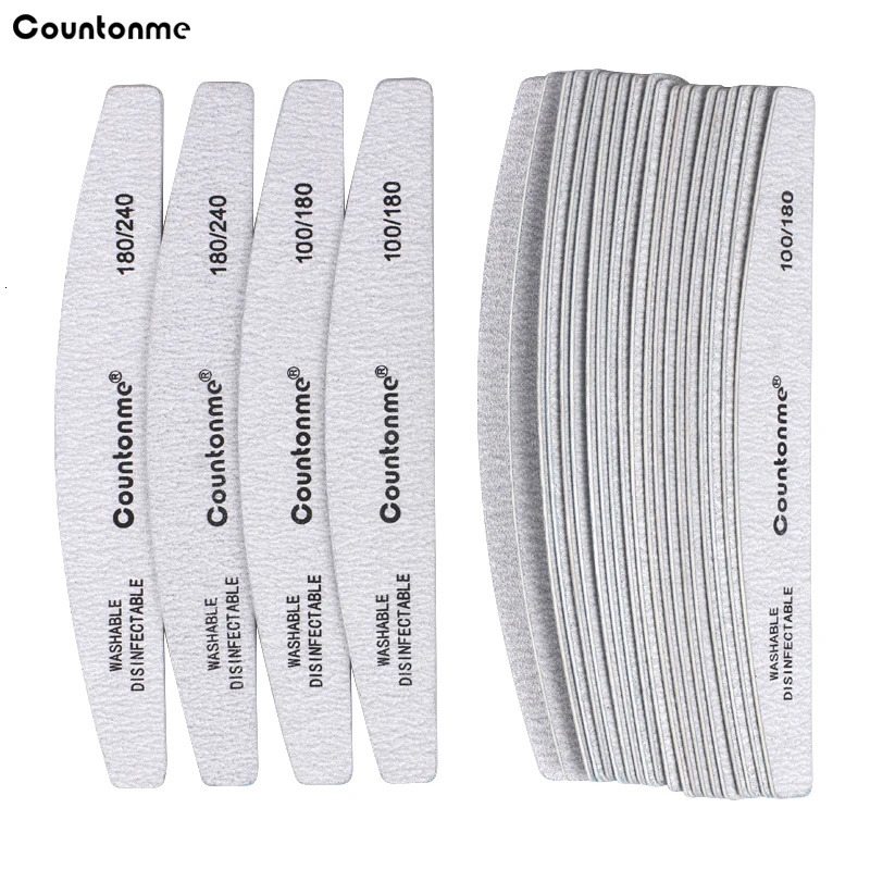 10pcs/Lot Professional Wooden Nail Files 180/240 Buffer 100/180 Grey Boat Wood Sandpaper Block Gel Polisher Sanding Nail Files 240627