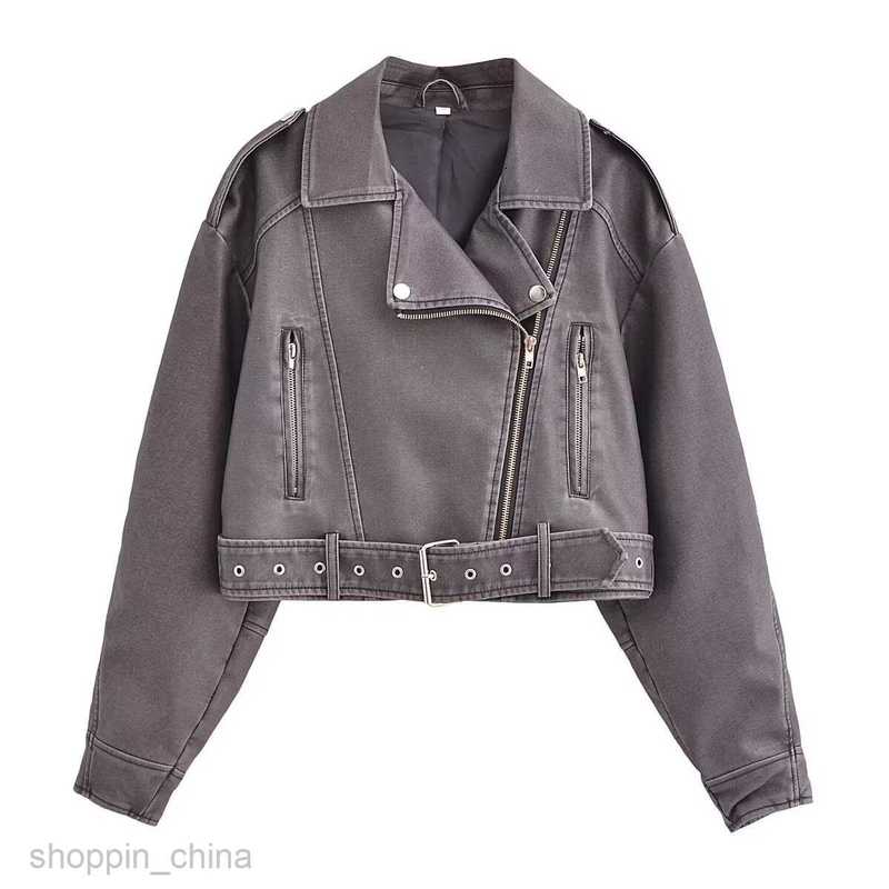 Women Jackets Coats Spring New Women's Street Fashion Washed Faux Leather Motorcycle Jacket Coat