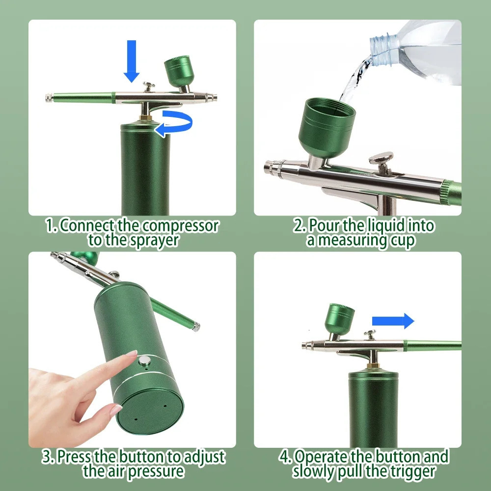 Portable Airbrush Nail Kit with Compressor Mini Cordless Sprayer Gun Perfect for Nails Manicure Art Cake Painting Craft Makeup 240627