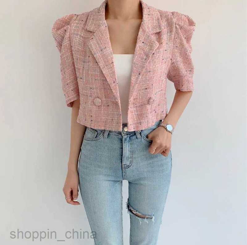Women Jackets Coats style short style suit for women's new chic socialite temperament short sleeved slim fit jacket