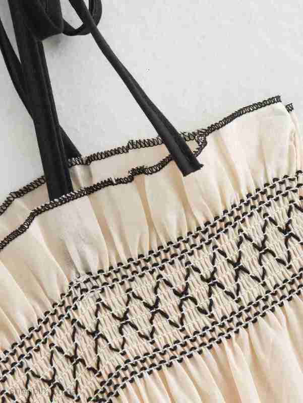 Basic Casual Women Dresses Women's Summer One line Neck Sling Style Lace up Color Block Sling Dress Women's B63127