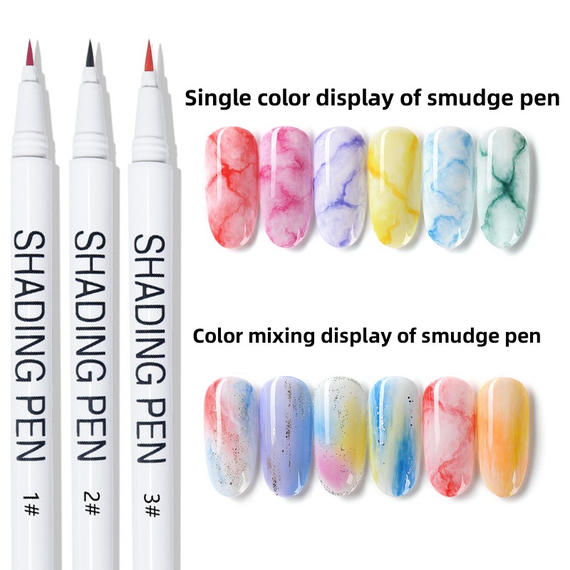 Nail Art Drawing Graffiti Pen Blooming Smoke Manicure Brush Painting Nail Smudge Ink Drawing Pen Nail Marbl UV Gel DIY Nail Tool