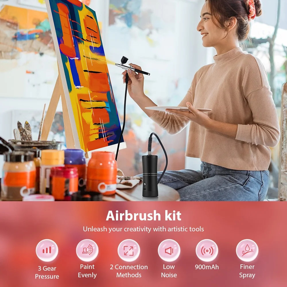 Top 0.m Portable Airbrush With 150cm Air Tube Cake Pastry Painting Sprayer Makeup Barber Nail Art Paint Spray Gun 240627