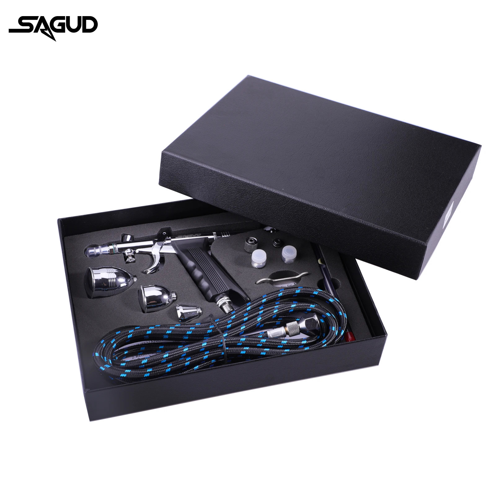 SAGUD Professional Airbrush Kit 0.3/0.5/0.8mm Nozzle Needle Accessories Suitable for Nail Art Tattoo Car Model Spray Painting 240627