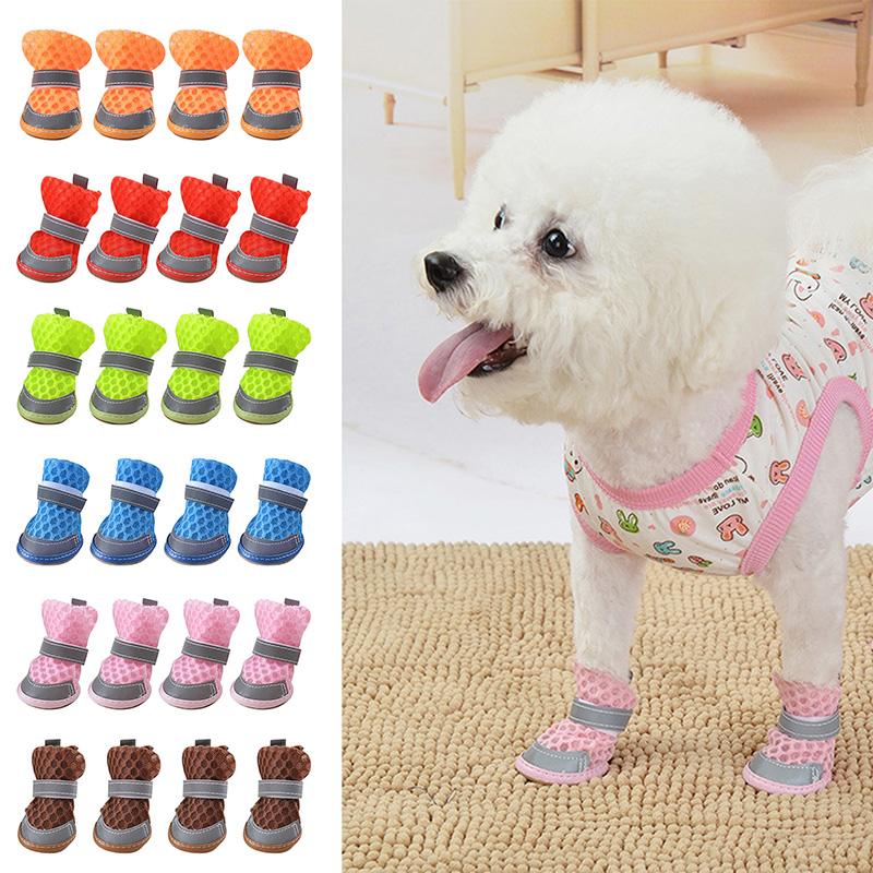 Summer Pet Dog Boots Breathable Mesh Pet Dog Shoes Soft Bottom Anti-slip Dog Booties for Puppy Chihuahua Zapatos Para Perro