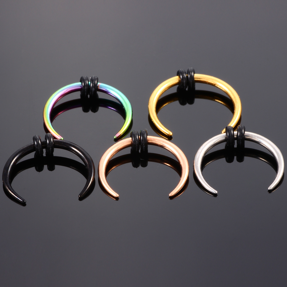 1Pc 316L Surgical Steel OX Hoop Pincher Round Tapered Septum Nose Ring Ear Cartilage Piercing Earring for Women Men Body Jewelry