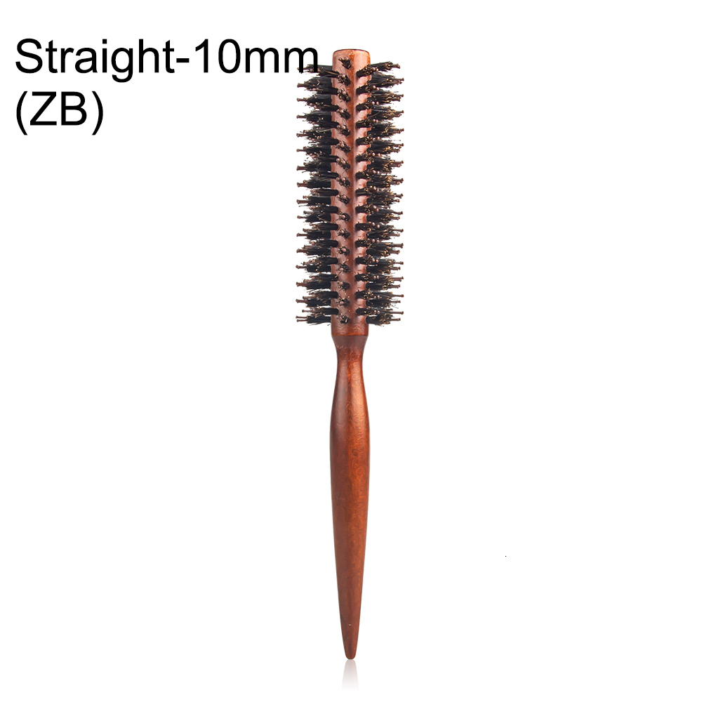 12 Style Wood Handle Rolling Straight Twill Comb Boar Bristle Round Barrel Hair Curling Brush Hairdressing Tool F628-6