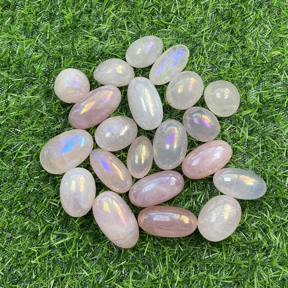 100G Natural Real Genuine Crystal Tumbled Stone Angel Aura Rose Quartz Rolling Energy Gemstone For Grid Healing Jewelry Making