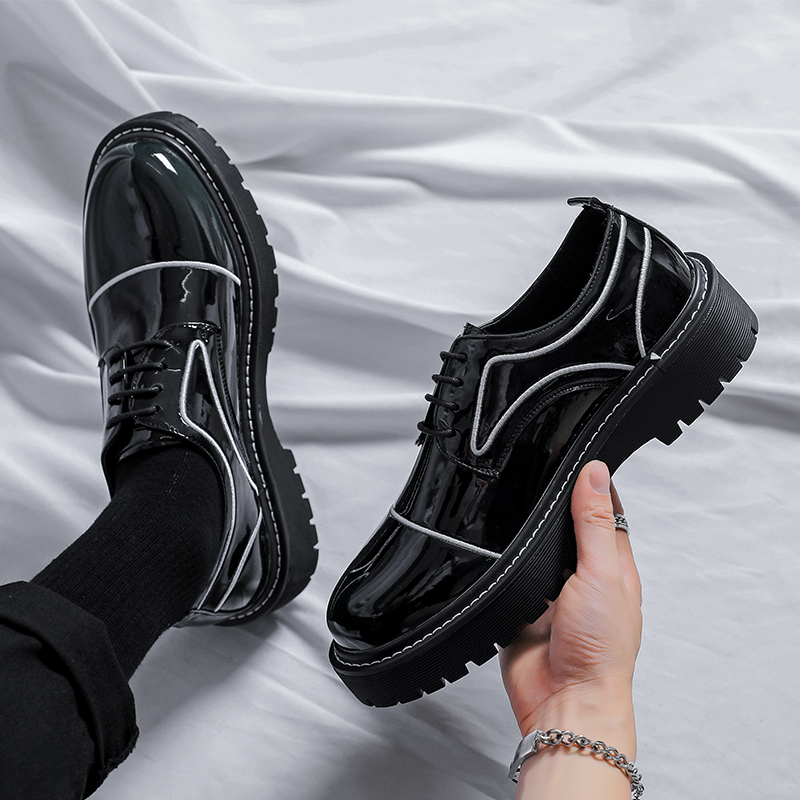 Luxury Brand Oxford Shoes Men Thick Sole Leather Shoes Mirror Black Business Formal Men Shoes Lace Up Gentlemen's Wedding Shoes